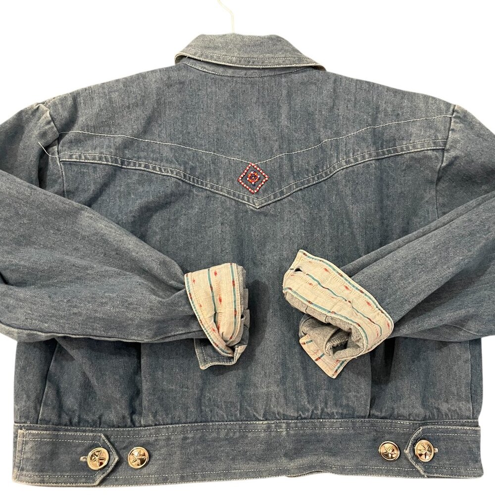 ✨ STUNNING Vintage SK Wear 1990s Southwestern Beaded Denim Jacket Ranch Size 6 ✨ - Picture 12 of 13